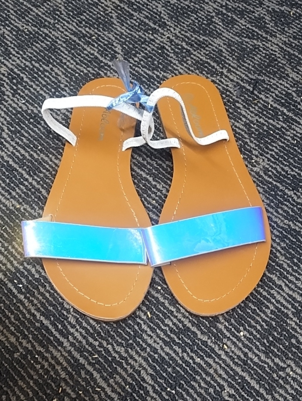Holographic Blue Strap Sandals